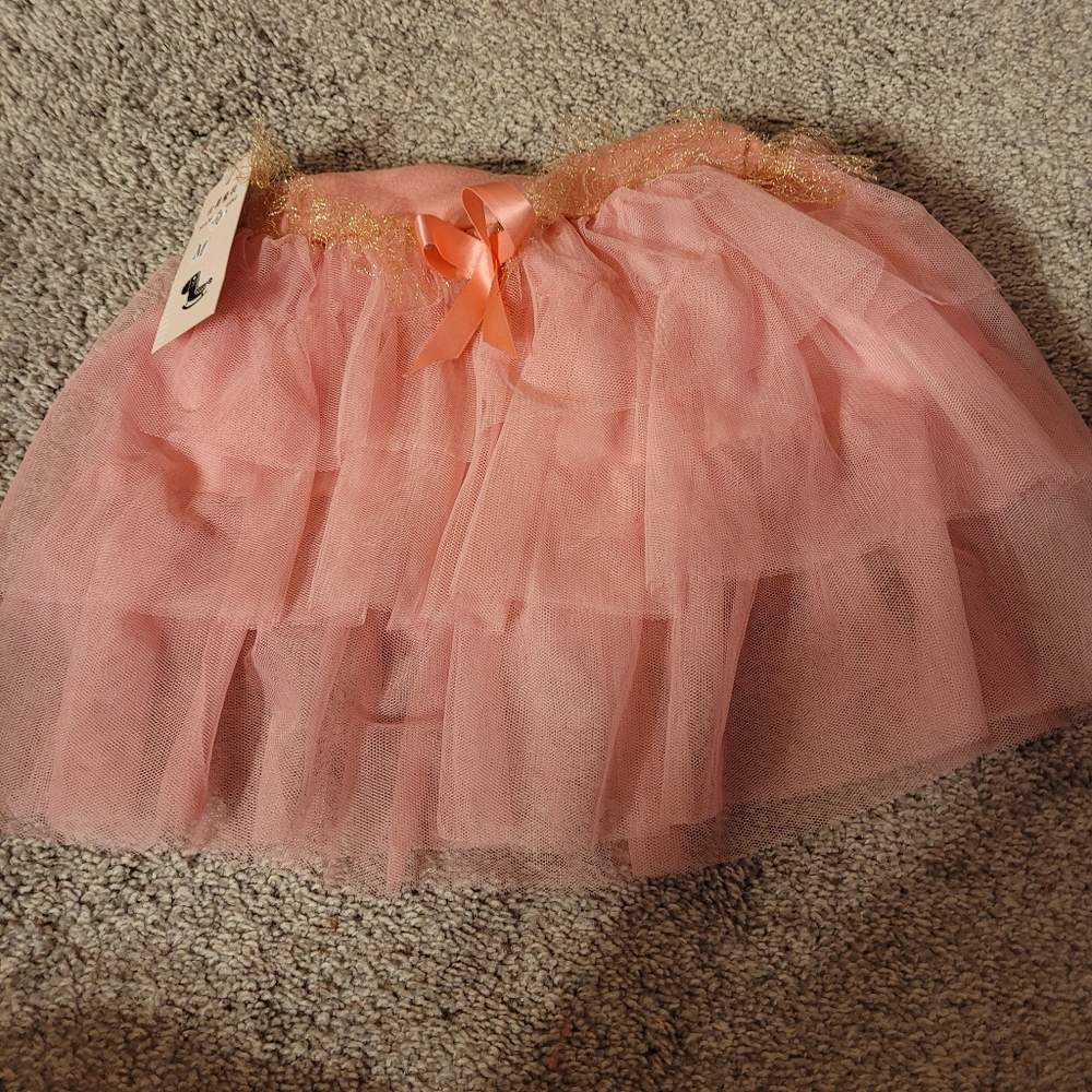 NWT You're Beautiful Medium Girls Skirt Pink  Tulle Layered Bow
